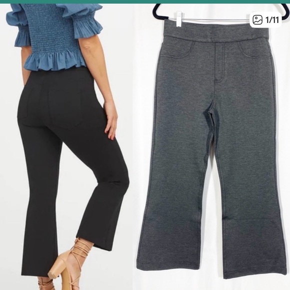 SPANX Pants - SPANX GREY CROPPED BOOT/FLARE LEG PONTE PANT LARGE PETITE